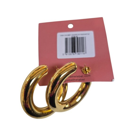 OMA THE LABEL Women's Chubby Large 18K Gold-Plated Brass Hoops Earrings - Picture 3 of 5
